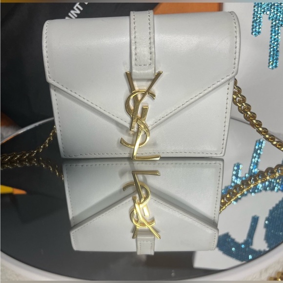 Yves Saint Laurent YSL White Calfskin Monogram Mini Candy Crossbody - Picture 2 of 14